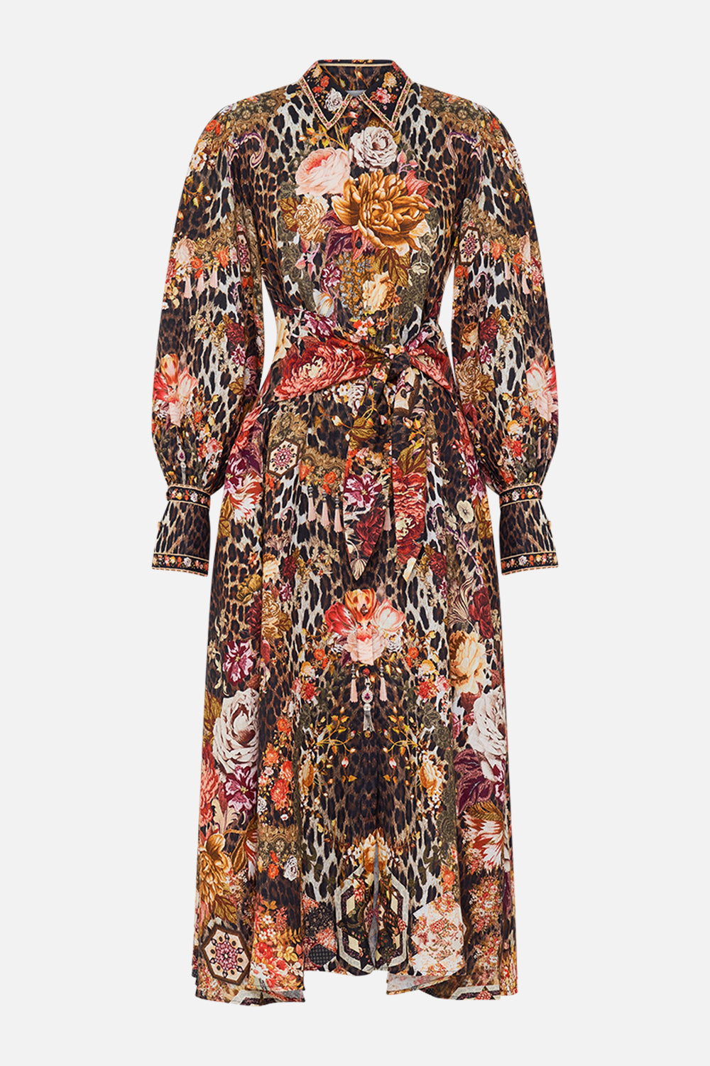 CAMILLA Leopard Waist Tie Shirt Dress in Born in Bruges