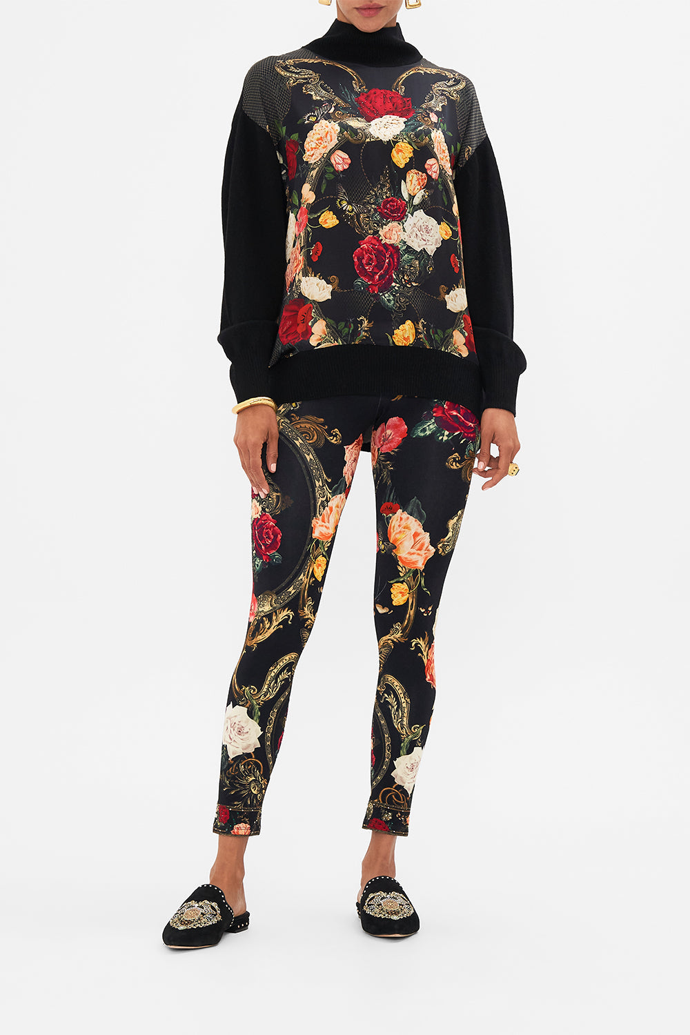 CAMILLA Black Silk Front Turtle Neck Knit in Magic in the Manuscripts