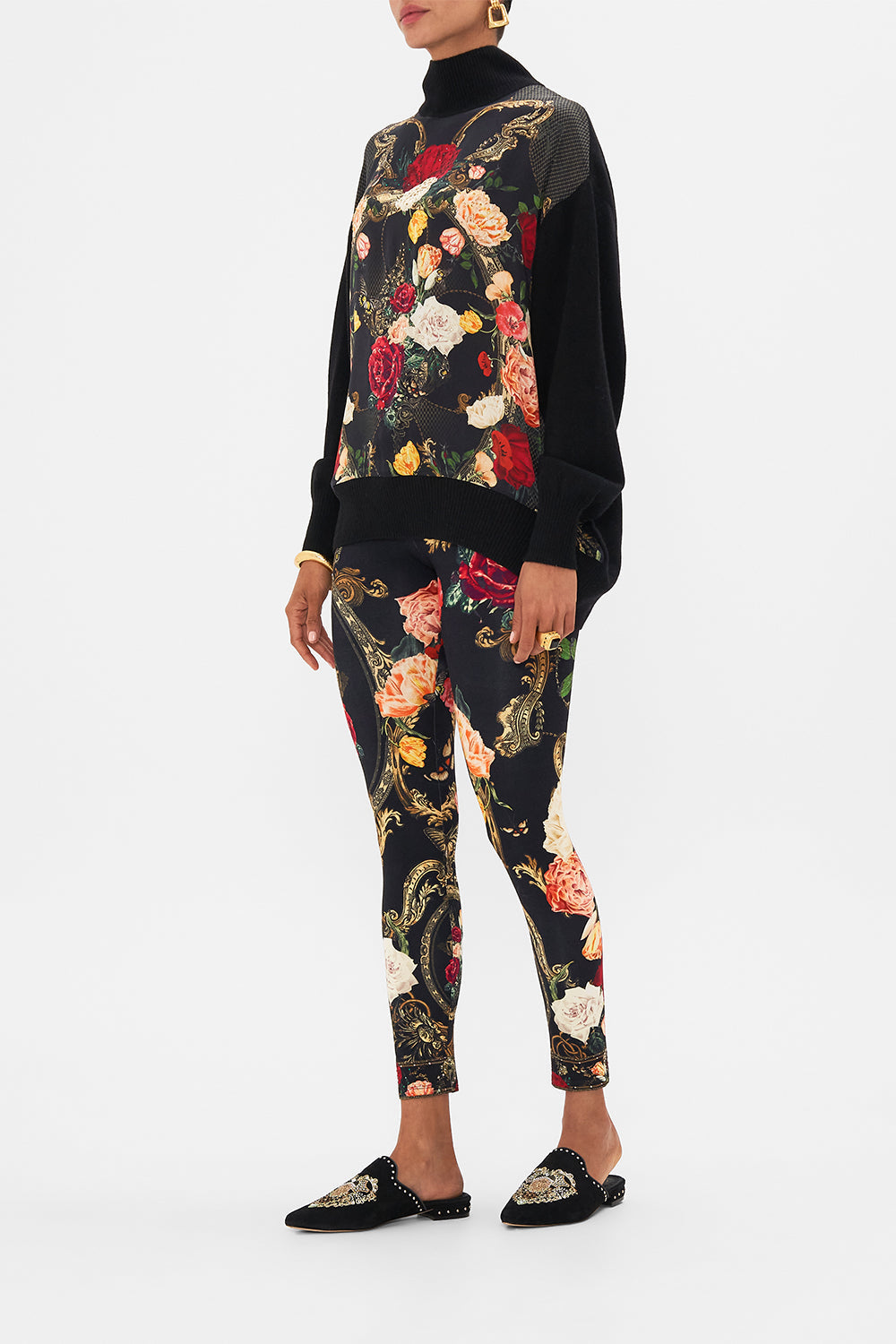 CAMILLA Black Silk Front Turtle Neck Knit in Magic in the Manuscripts