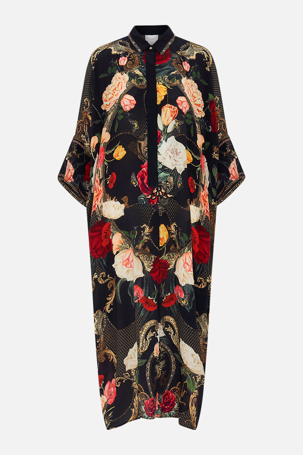 CAMILLA Black Batwing Kaftan in Magic in the Manuscripts