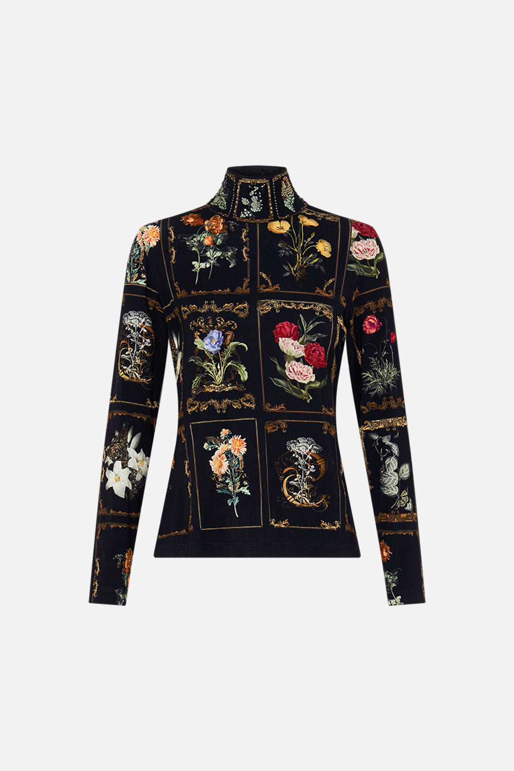 CAMILLA floral layered long sarong with front tie in Stitched in Time print.