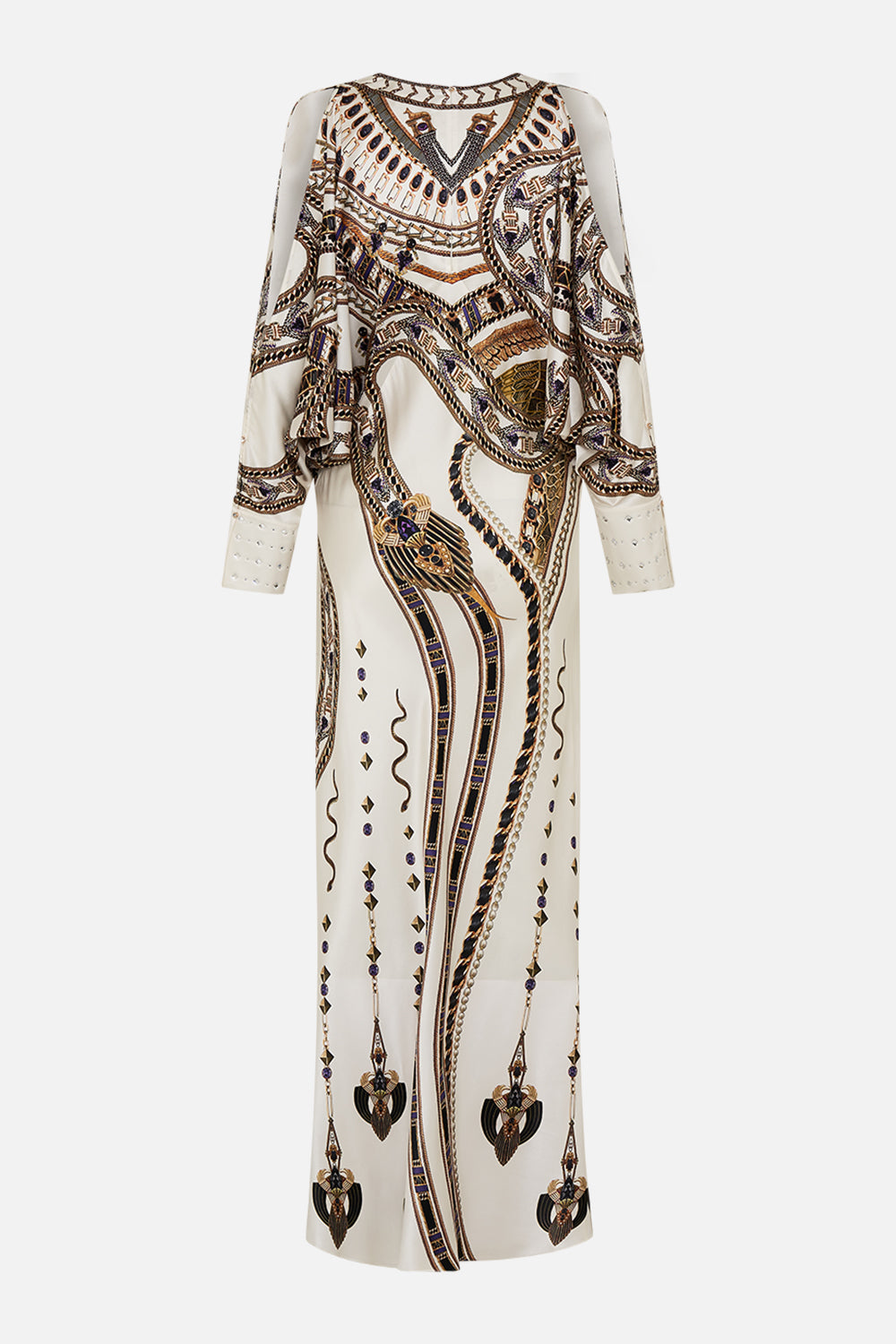 PLUNGE NECK DRAPED SHOULDER DRESS GODDESS ENERGY