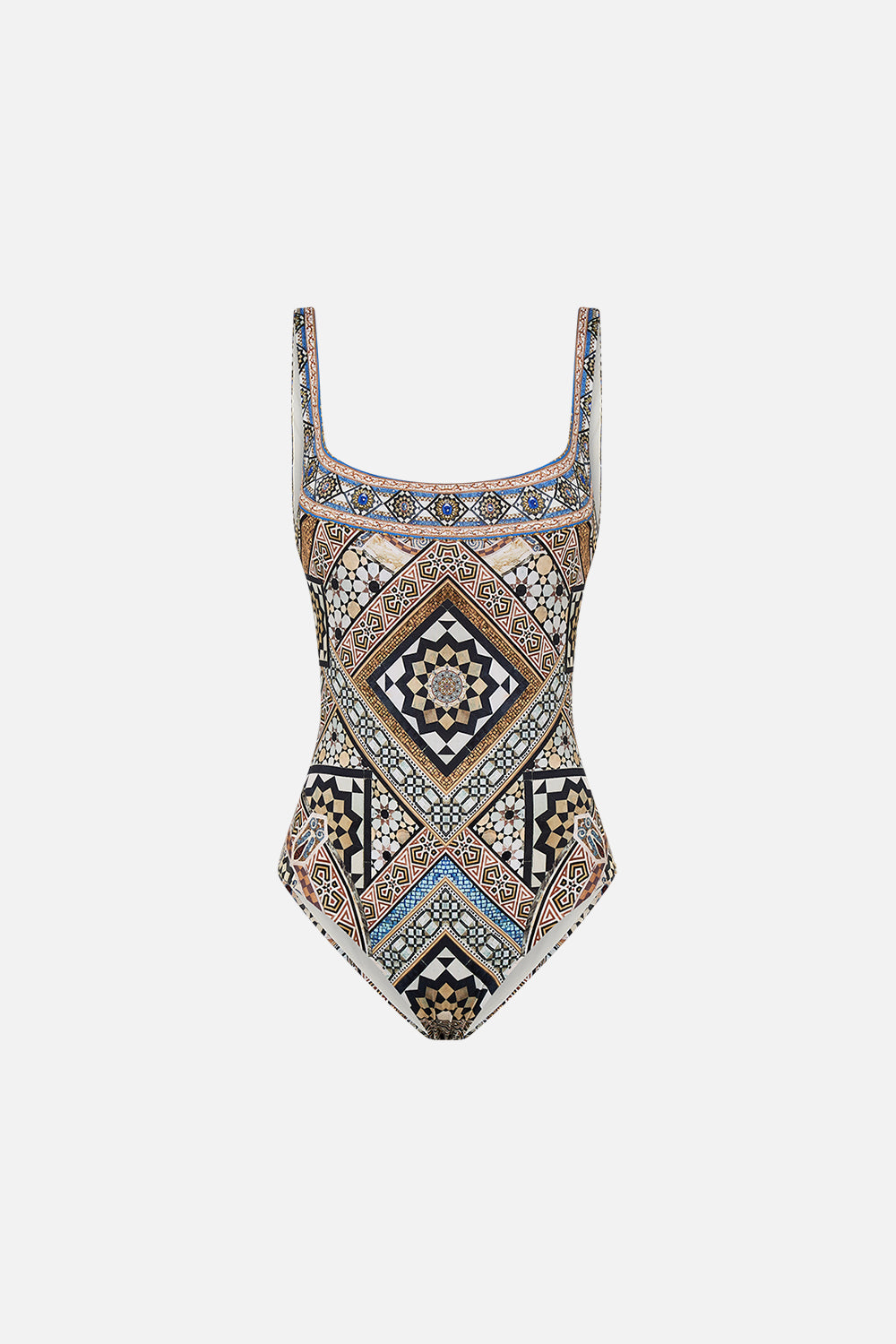 The CAMILLA UNDERWIRE  SQUARE NECK ONE PIECE MAKE ME YOUR MOSAIC in our  print.