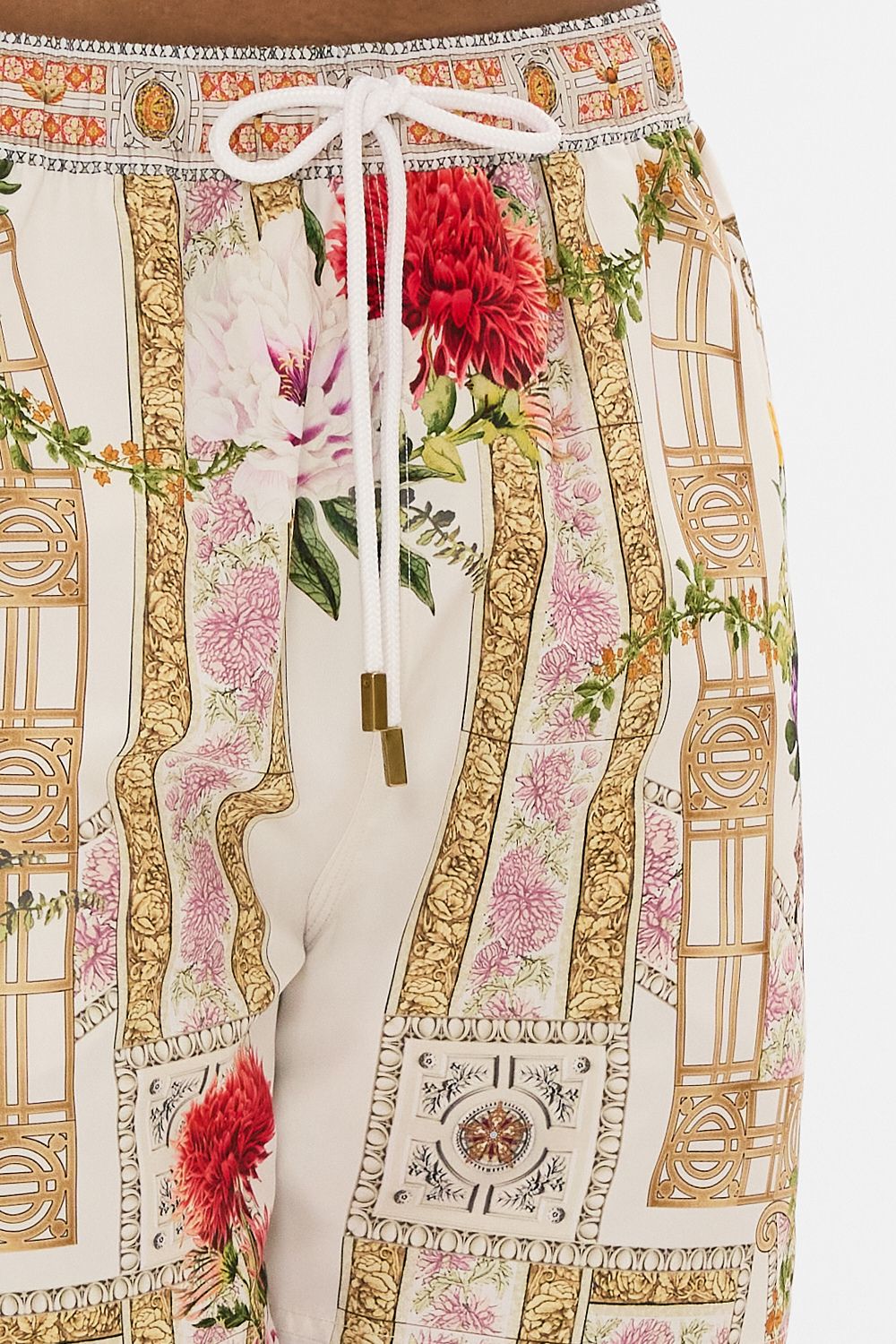 CAMILLA Mid length boardshort in Egyptian rose print.