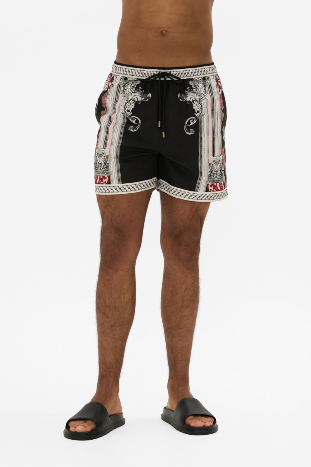 The CAMILLA MID LENGTH BOARDSHORT MARK OF MEDUSA in our  print.