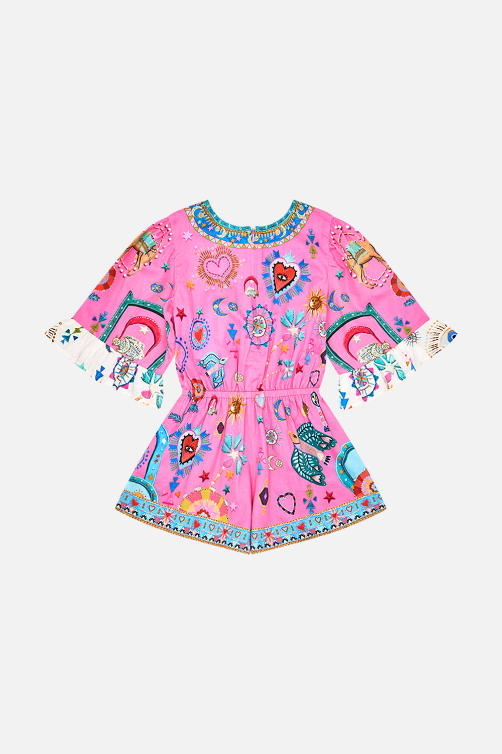 KIDS PLAYSUIT WITH FRILL SLEEVE 4-10 RAINBOW ROADS