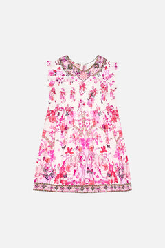 KIDS SHIRRED MINI DRESS WITH COLLAR 4-10 BOTANICAL NOVELLA