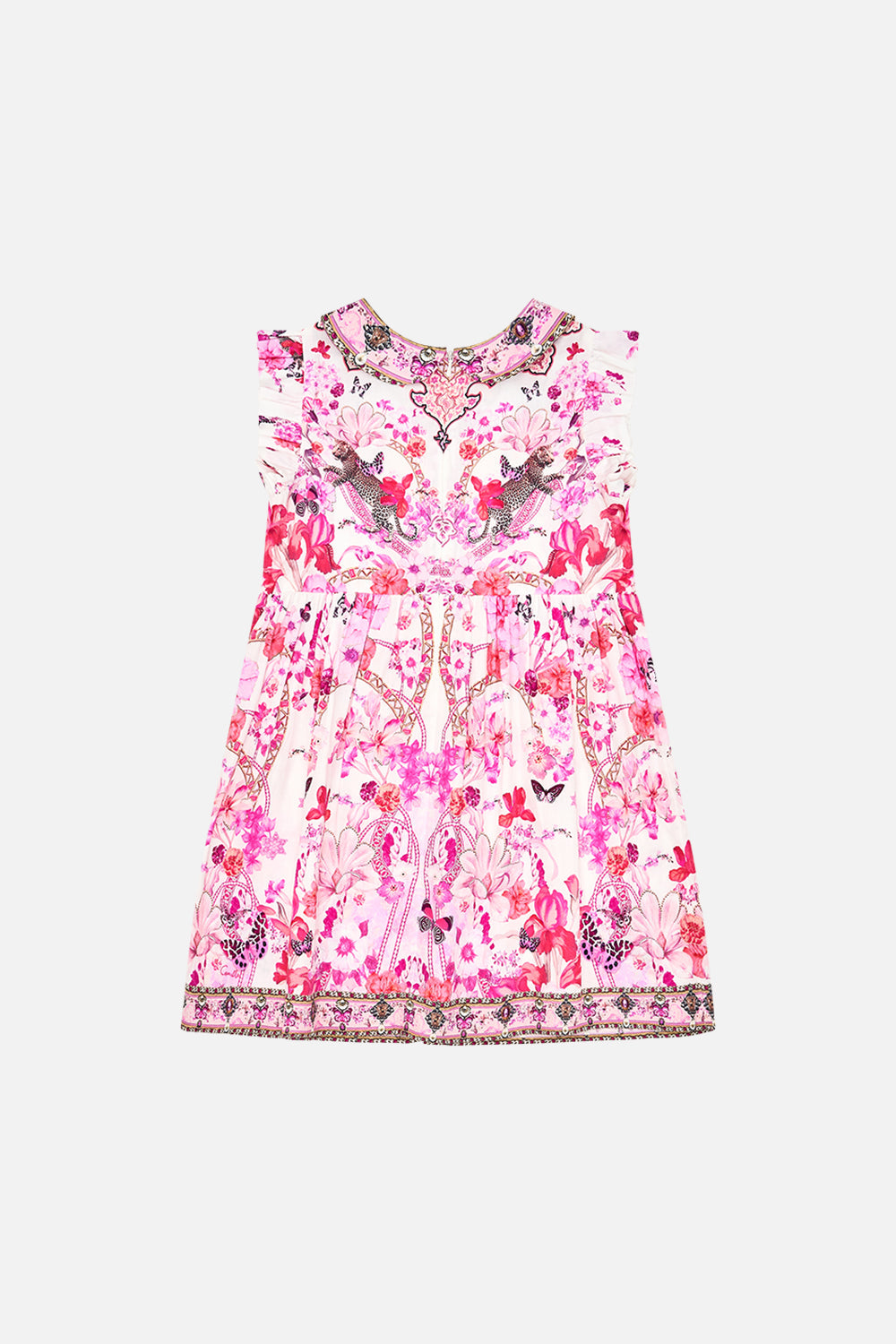 KIDS SHIRRED MINI DRESS WITH COLLAR 4-10 BOTANICAL NOVELLA