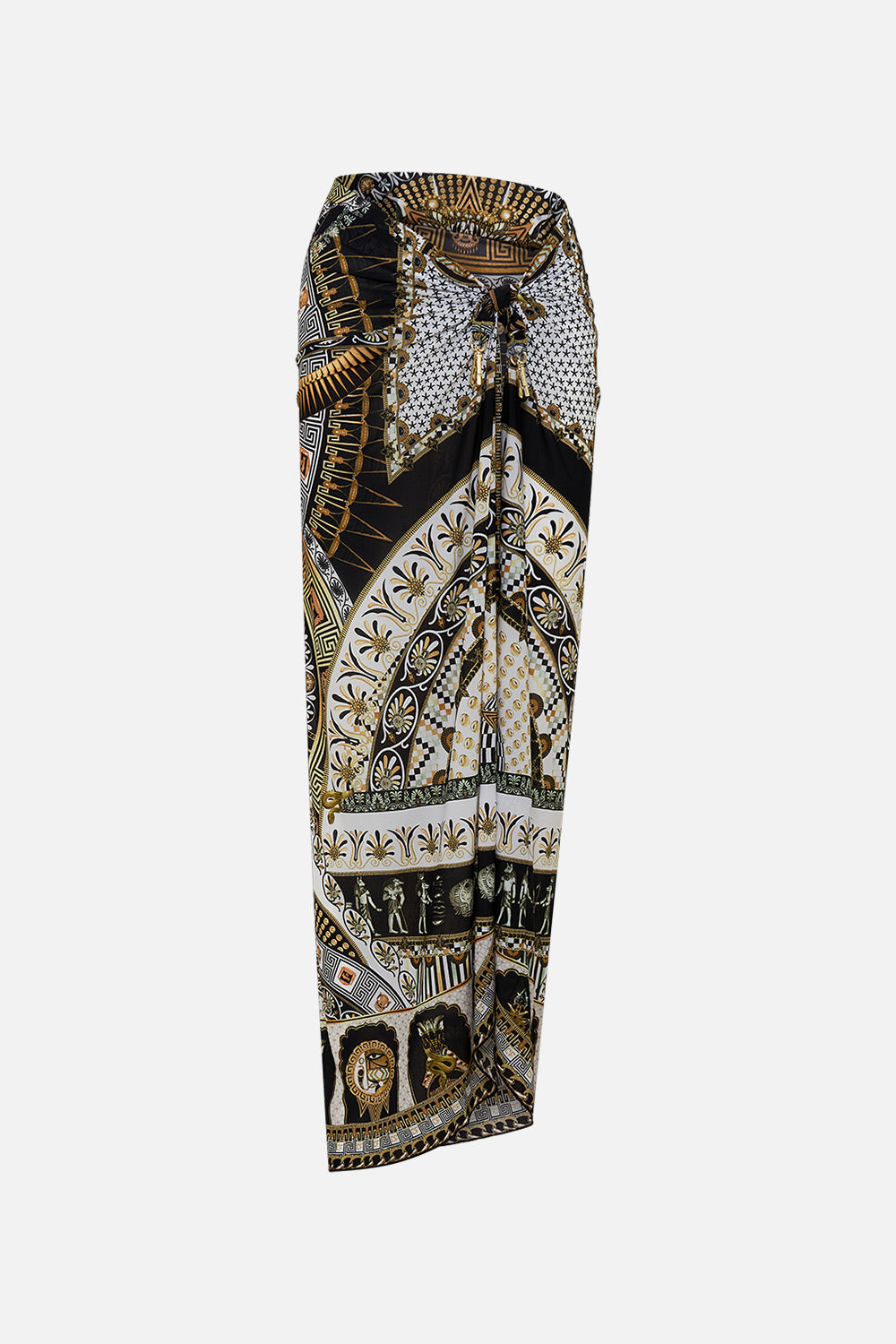 The CAMILLA LONG SARONG WITH CLIP TEMPLES OF DENDARA in our  print.