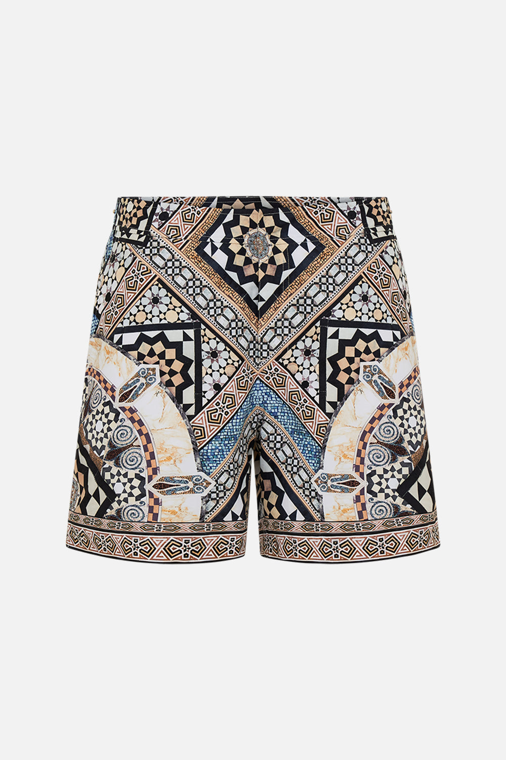 The CAMILLA MID LENGTH SWIM SHORT MAKE ME YOUR MOSAIC in our  print.