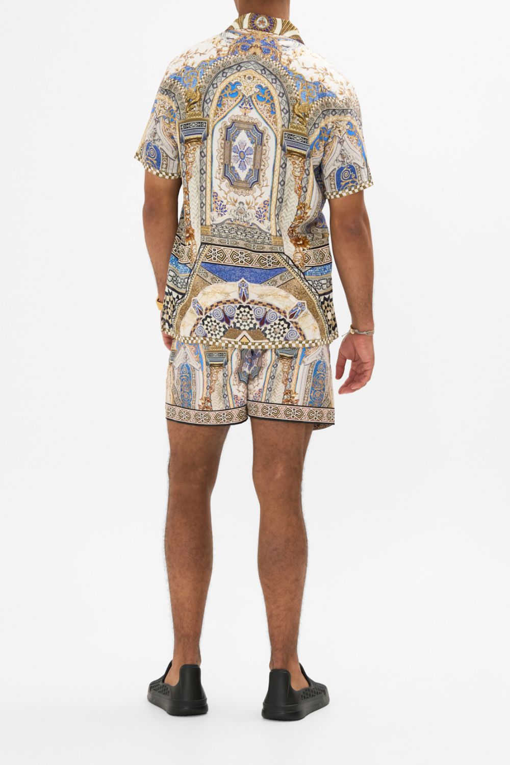 CAMILLA Short Sleeve Camp Collared Shirt in Make Me Your Mosaic Print