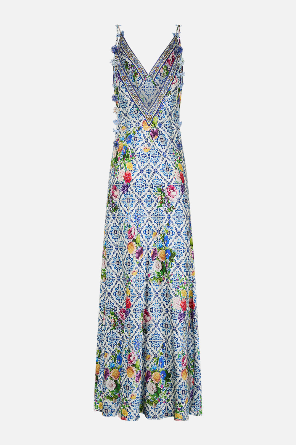 V NECK FULL LENGTH BIAS SLIP DRESS WALL TO WALL WONDERS