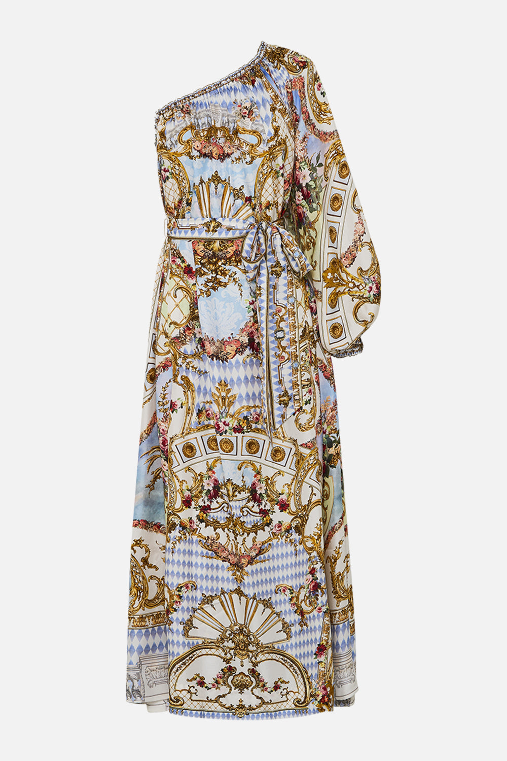 ONE SHOULDER DRESS WITH BLOUSON SLEEVE THRONE GAMES