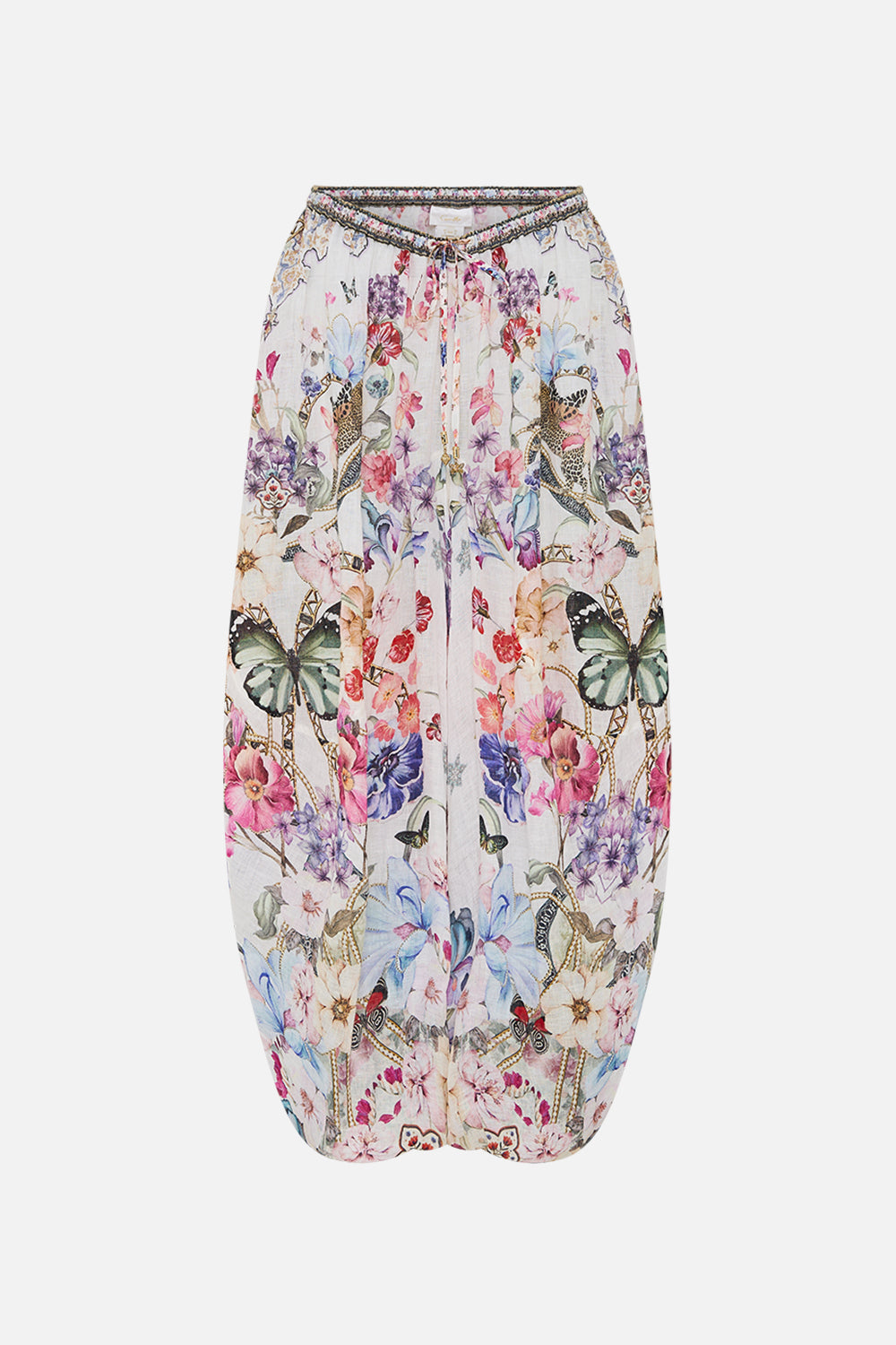 The CAMILLA PANELLED HAREM PANT WITH TIE WAIST MONSERRATE MAGIC in our  print.