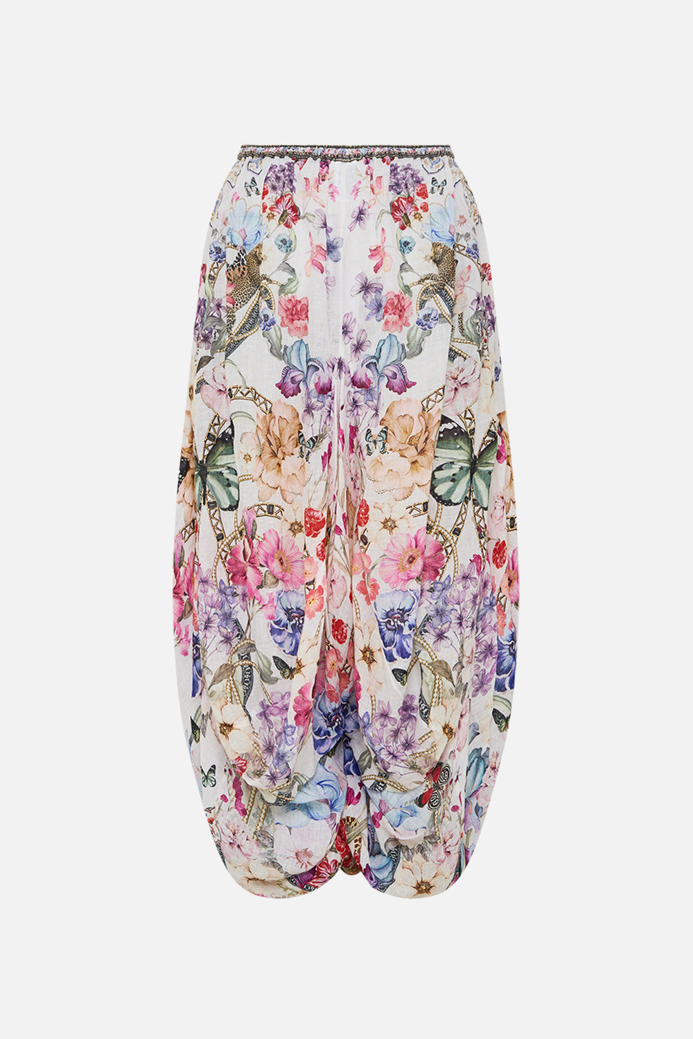 The CAMILLA PANELLED HAREM PANT WITH TIE WAIST MONSERRATE MAGIC in our  print.