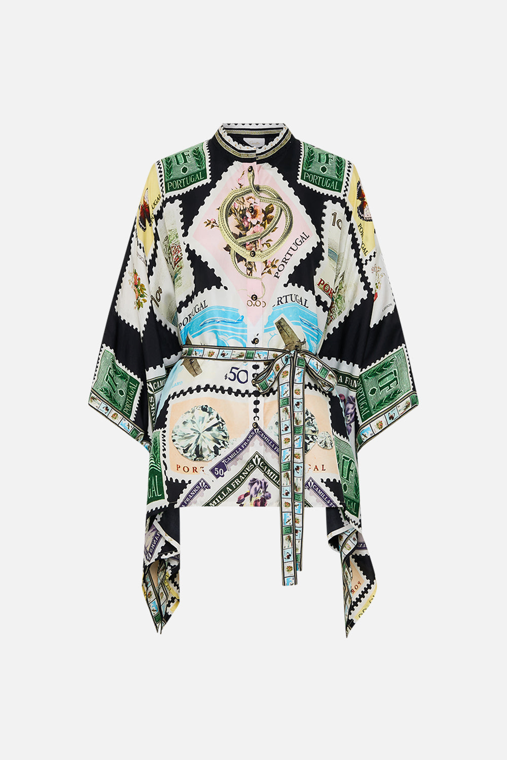 The CAMILLA BUTTON THROUGH SCARF BLOUSE MY PORTO PEN PAL in our  print.