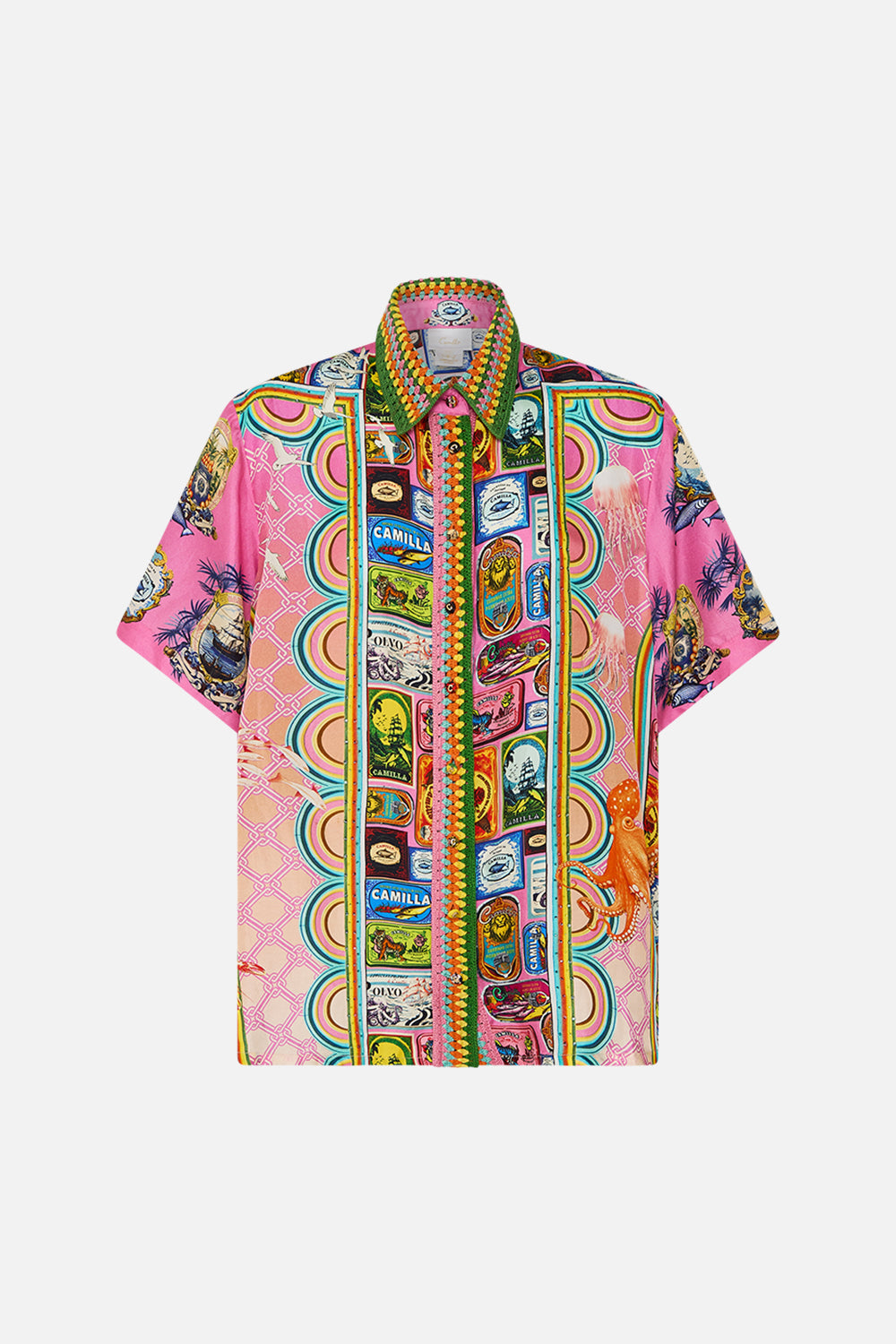 The CAMILLA CLASSIC SHIRT SALTY SPLENDOUR in our  print.