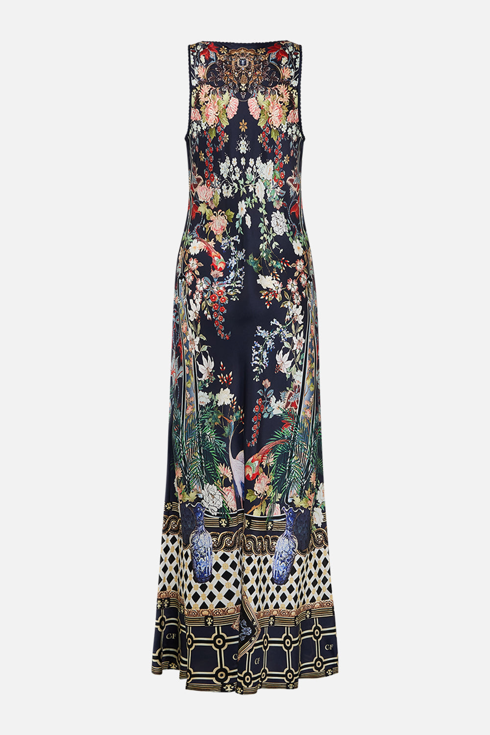 The CAMILLA BIAS CUT TANK DRESS PALACIO POETRY in our  print.
