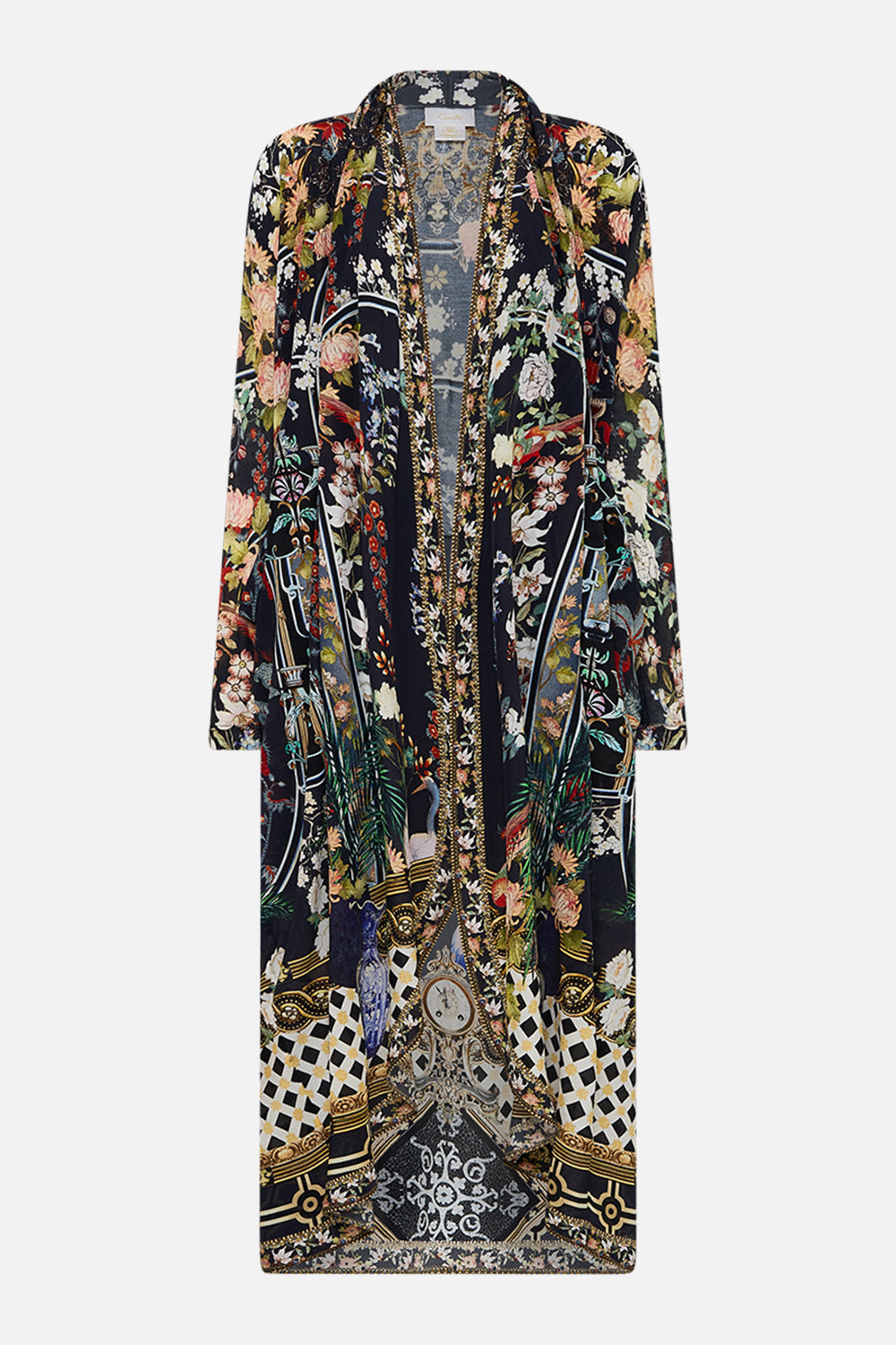 The CAMILLA LONG CASUAL JACKET WITH POCKETS PALACIO POETRY in our  print.