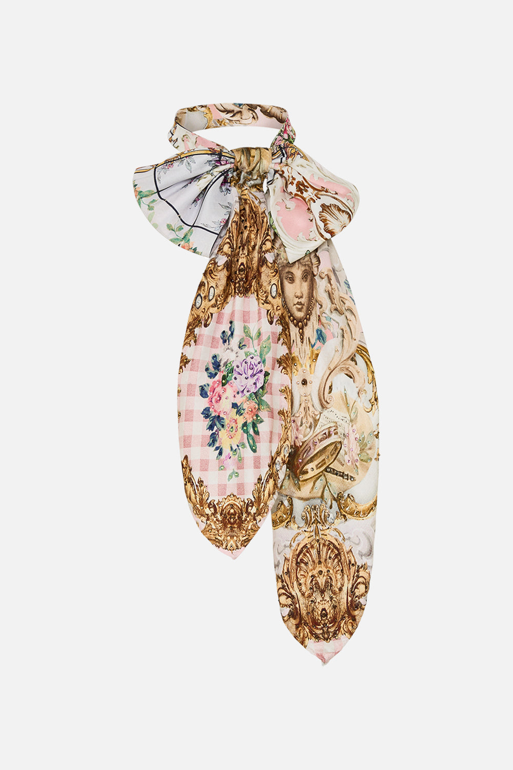 The CAMILLA BOW NECKSCARF LISBON LULLABY in our LISBON LULLABY print.