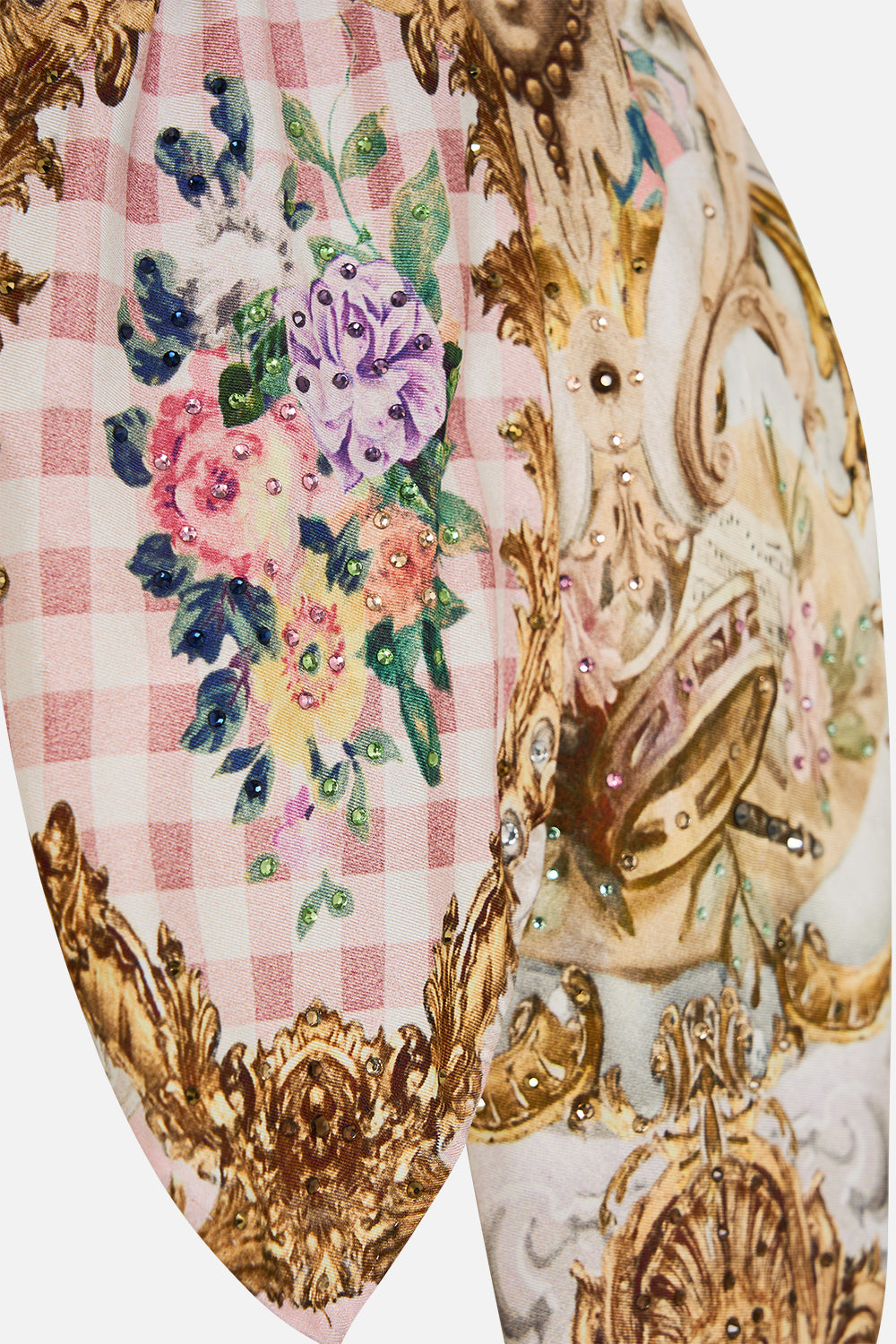 The CAMILLA BOW NECKSCARF LISBON LULLABY in our  print.