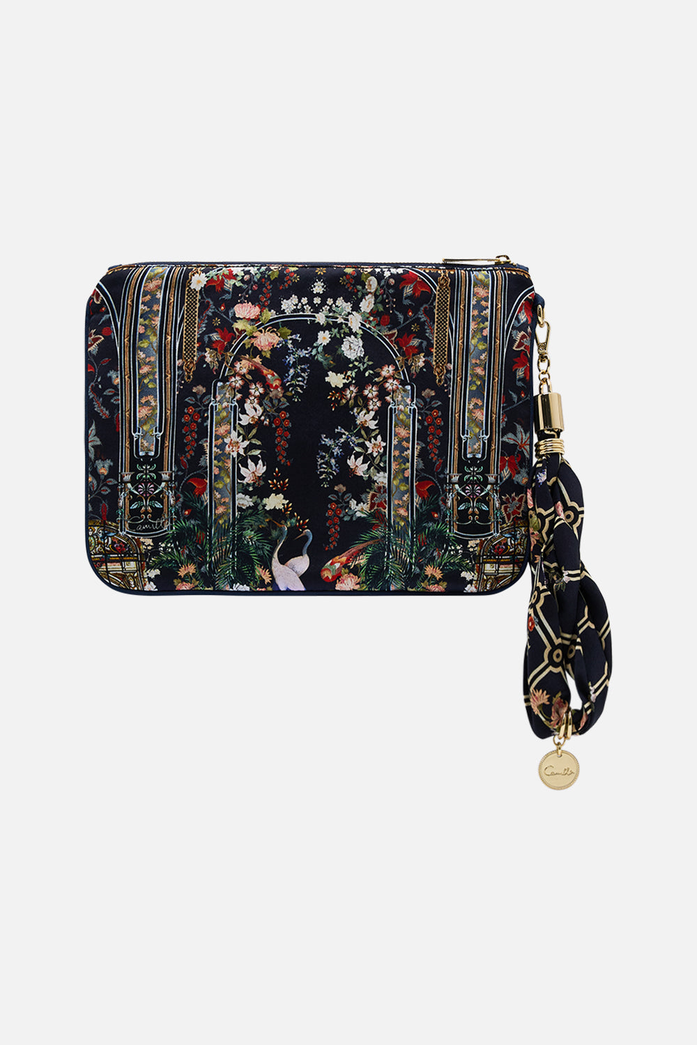 The CAMILLA SCARF CLUTCH PALACIO POETRY in our  print.
