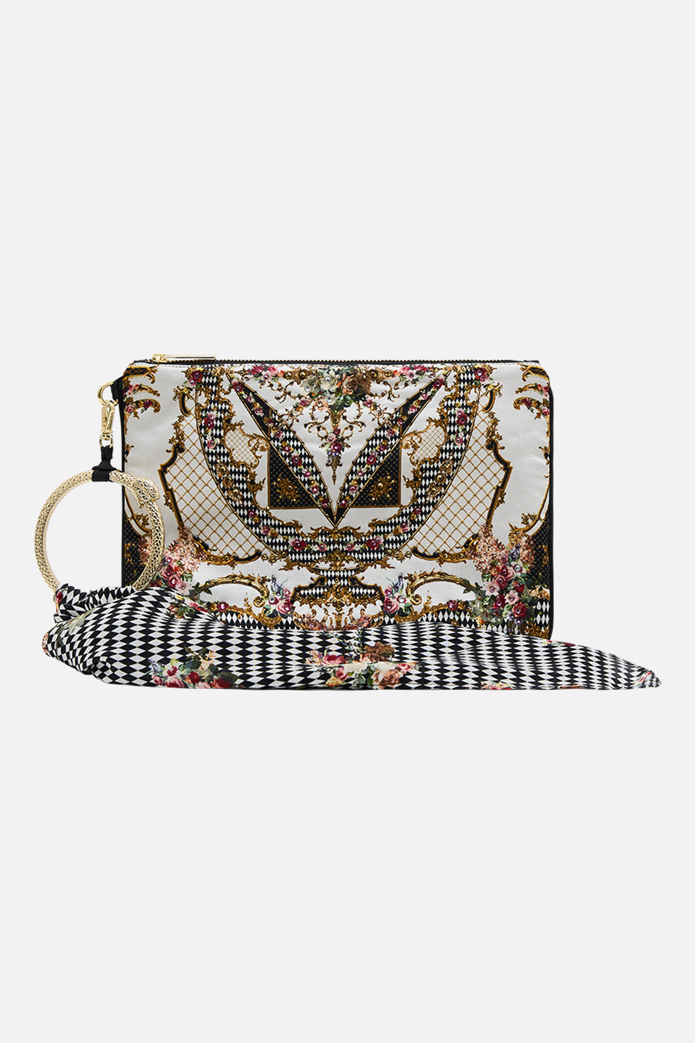 The CAMILLA RING SCARF CLUTCH ROCOCO GLOW in our ROCOCO GLOW print.