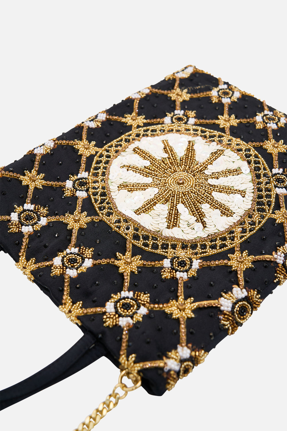 The CAMILLA EMBELLISHED MINI TOTE MONARCHY MANIA in our  print.