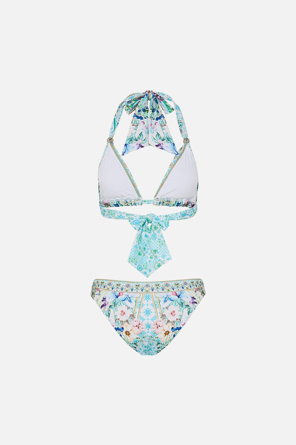 The CAMILLA SOFT TIE BIKINI SET WITH TRIM SUNRISE IN SINTRA in our  print.