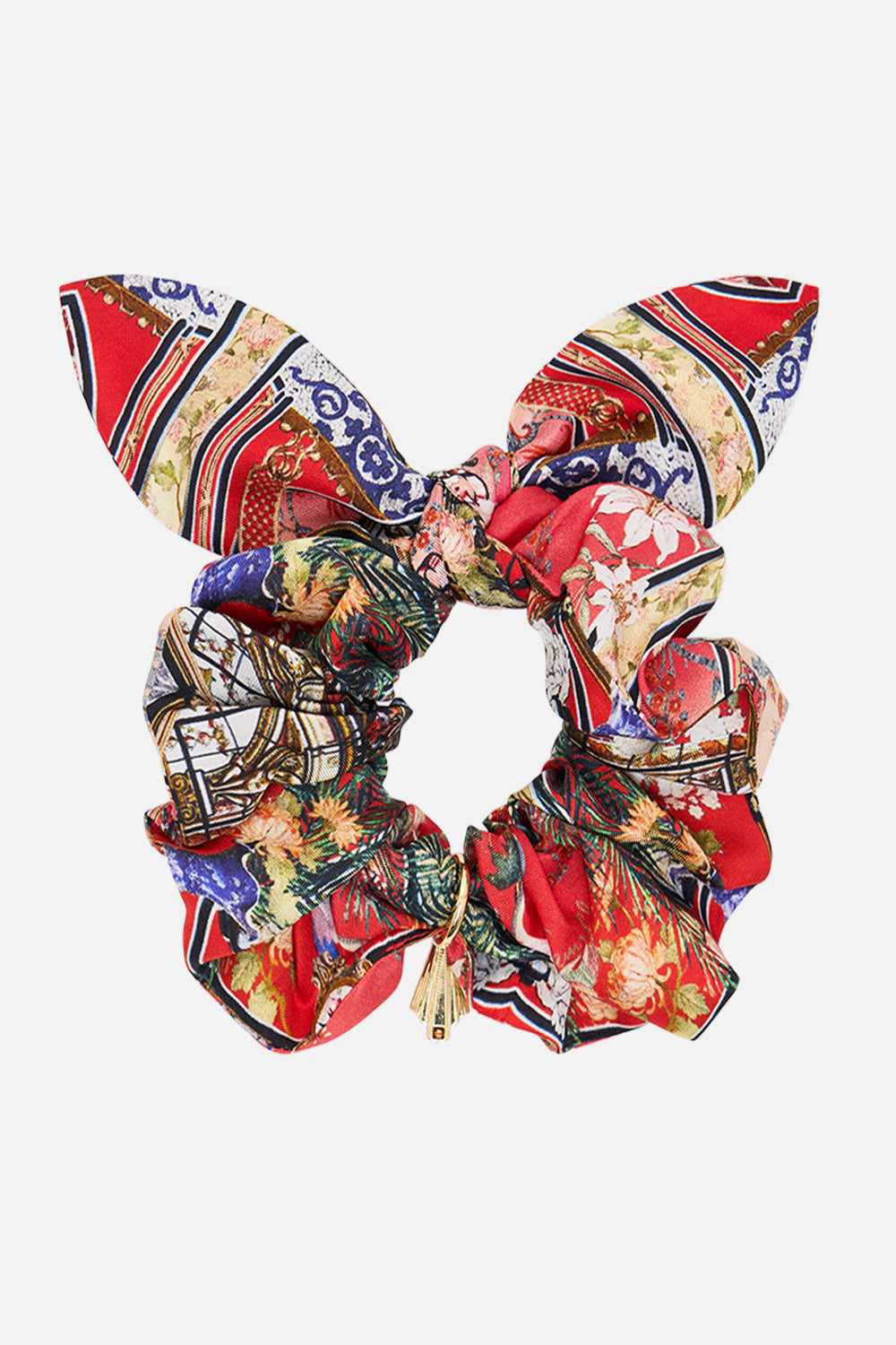 The CAMILLA SCRUNCHIE WITH TRINKET LISBOA LUXE in our LISBOA LUXE print.