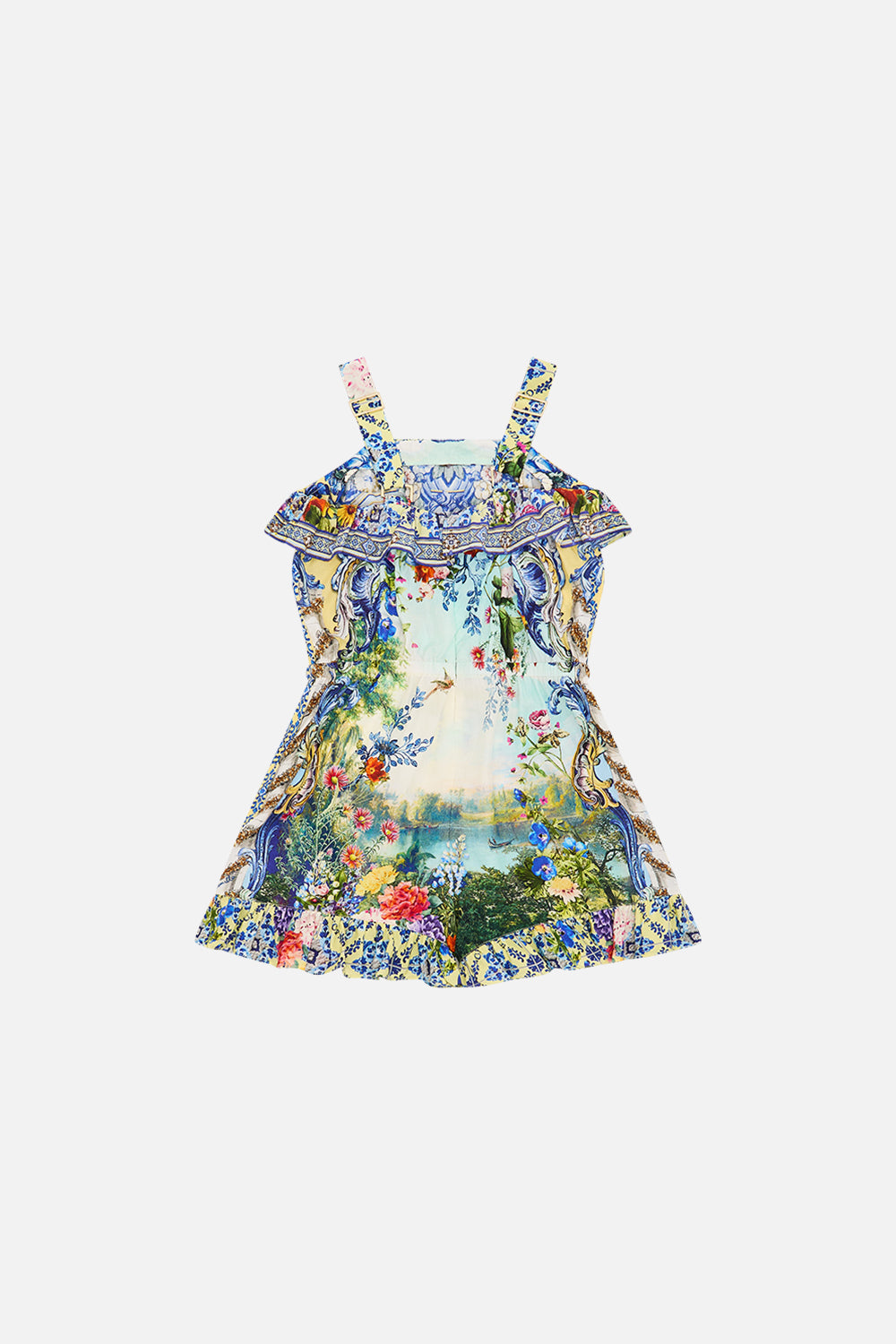 KIDS FRILL PLAYSUIT WITH ELASTIC WAIST 4-10 WALL TO WALL WONDERS