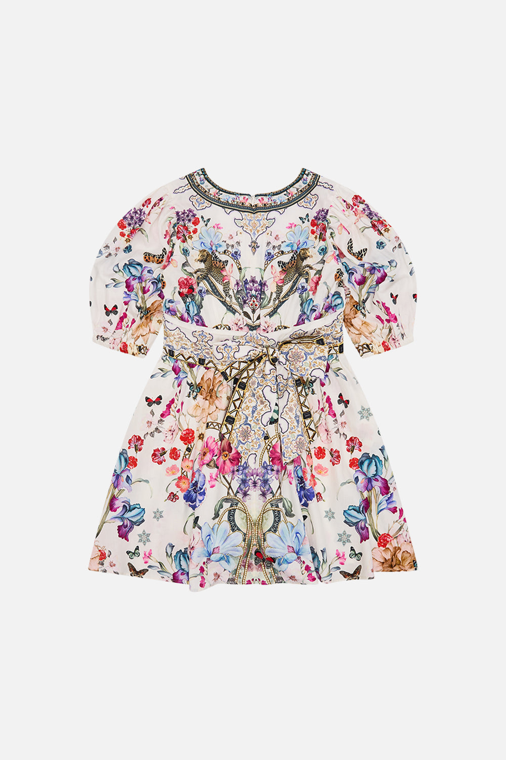 The CAMILLA KIDS MINI DRESS WITH WAIST SASH 12-14 MONSERRATE MAGIC in our  print.