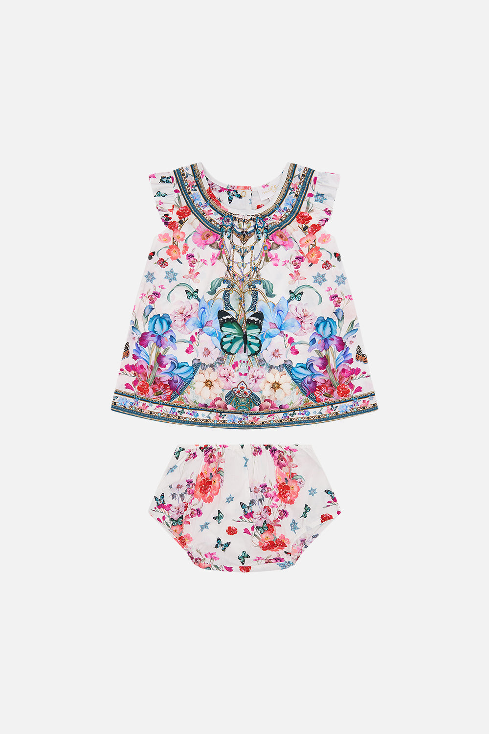 The CAMILLA BABIES TOP AND BLOOMER SET MONSERRATE MAGIC in our MONSERRATE MAGIC print.
