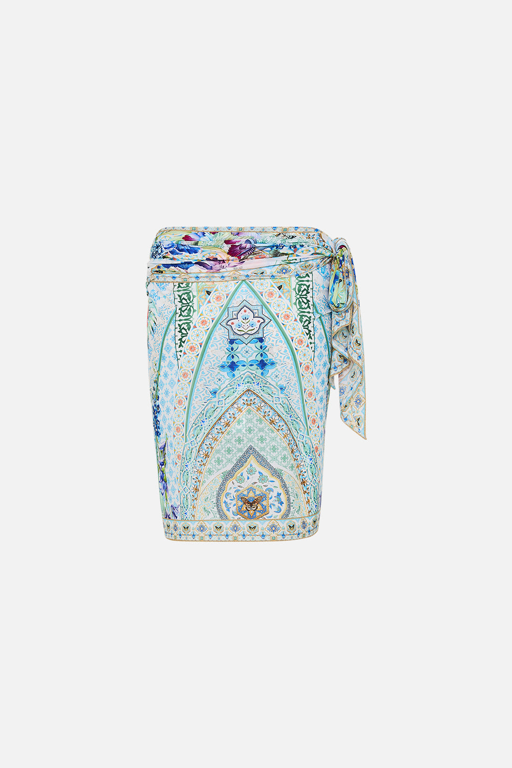 The CAMILLA SHORT EYELET SARONG SUNRISE IN SINTRA in our  print.