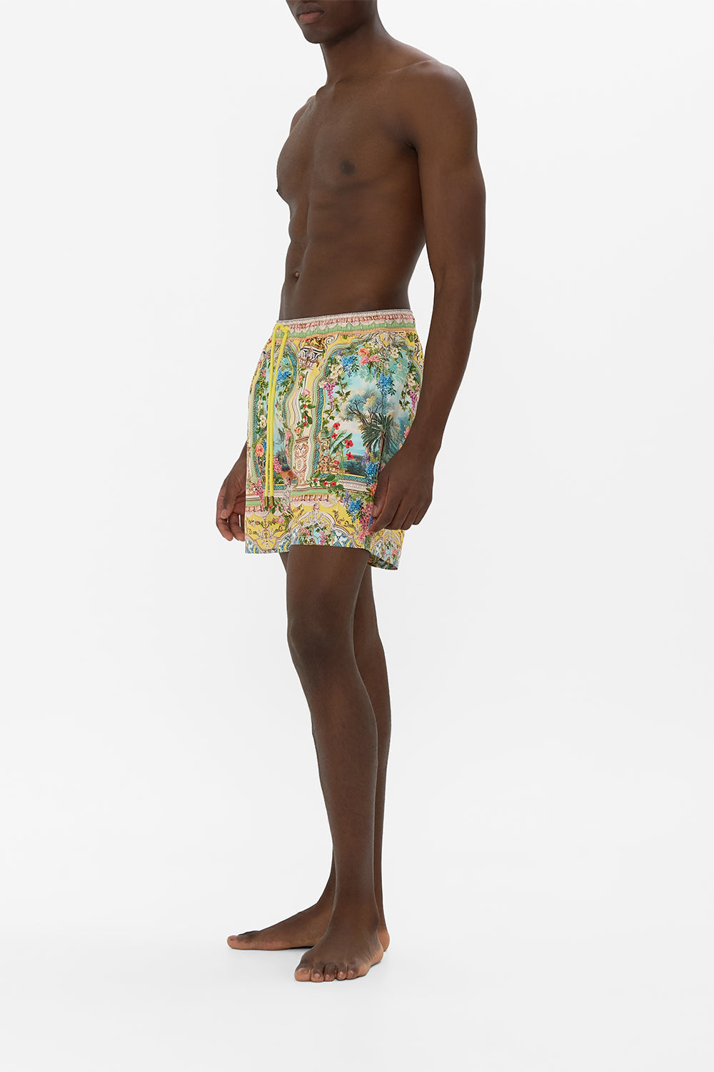 The CAMILLA mid length boardshort with elastic waist from our print tales of Topkapi palace