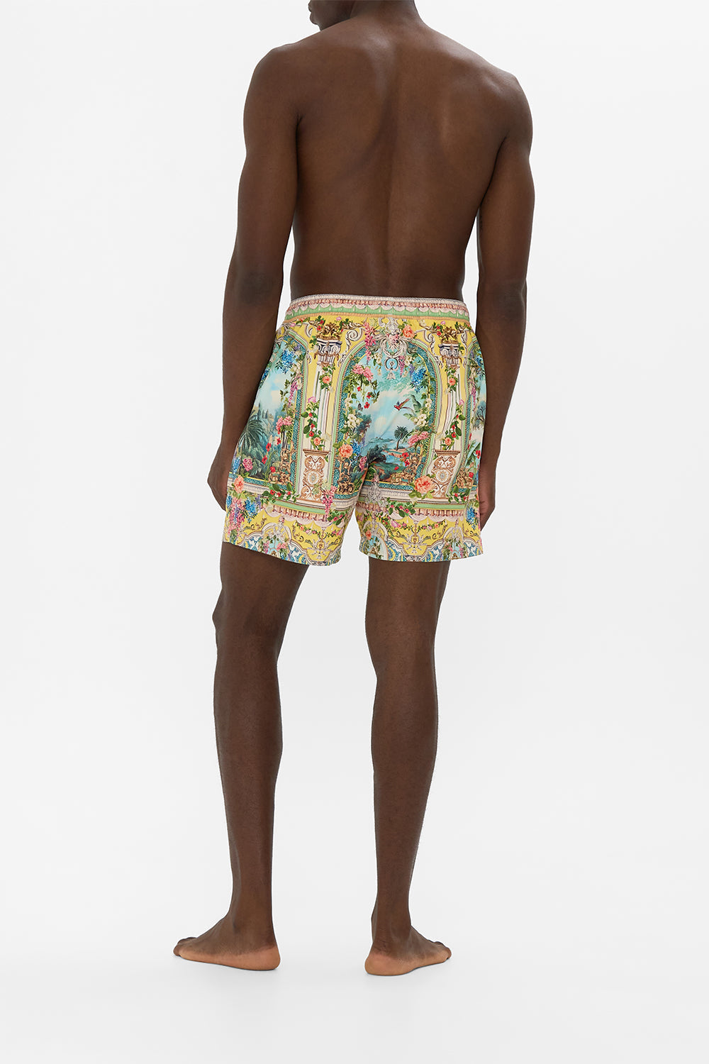 The CAMILLA mid length boardshort with elastic waist from our print tales of Topkapi palace