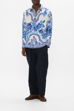 LONG SLEEVE HIDDEN PLACKET SHIRT A CERAMIC GARDEN