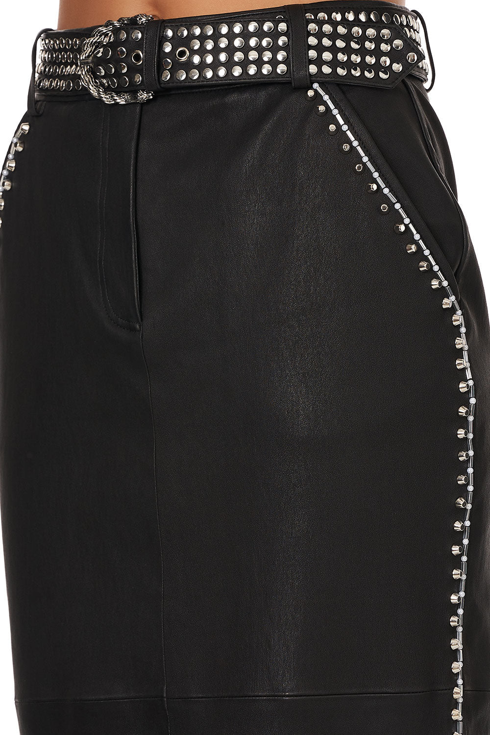 BELTED LEATHER SKIRT LEATHER