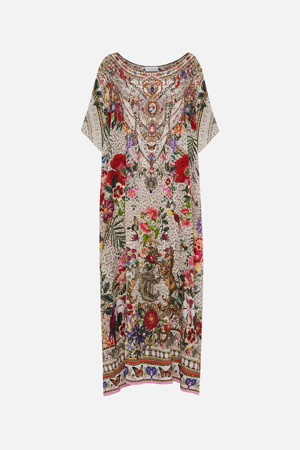 ROUND NECK KAFTAN LEOS BOUQUET