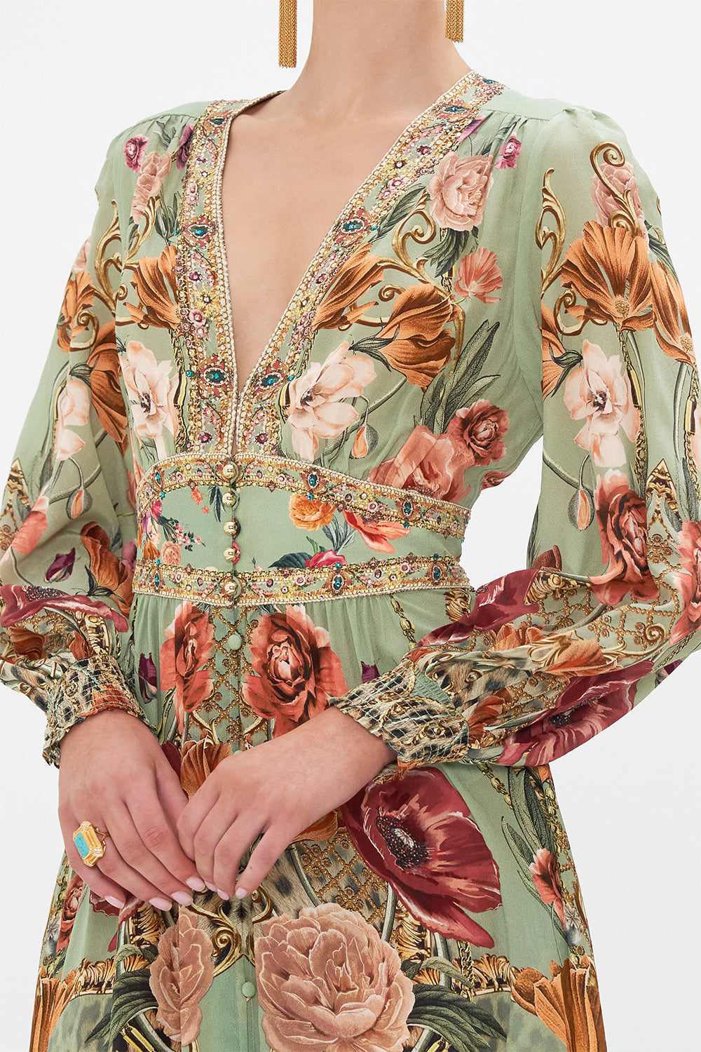 BUTTON DRESS WITH SHAPED WAISTBAND GROW AND GLOW