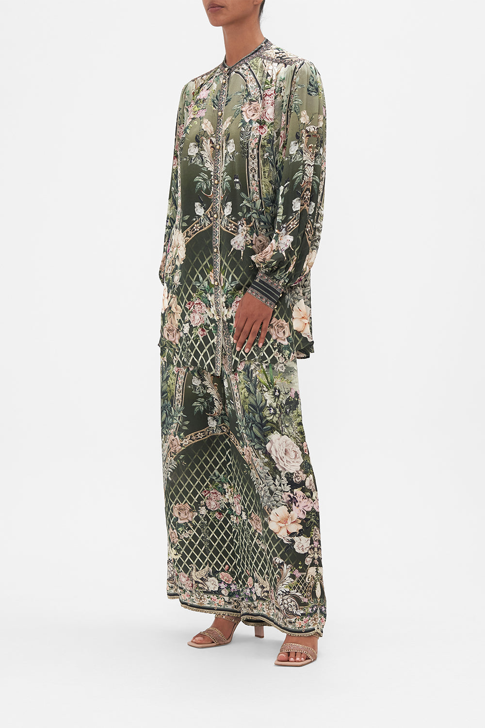 BLOUSON SLEEVE BLOUSE WITH YOKE GARDEN OF GOOD FORTUNE