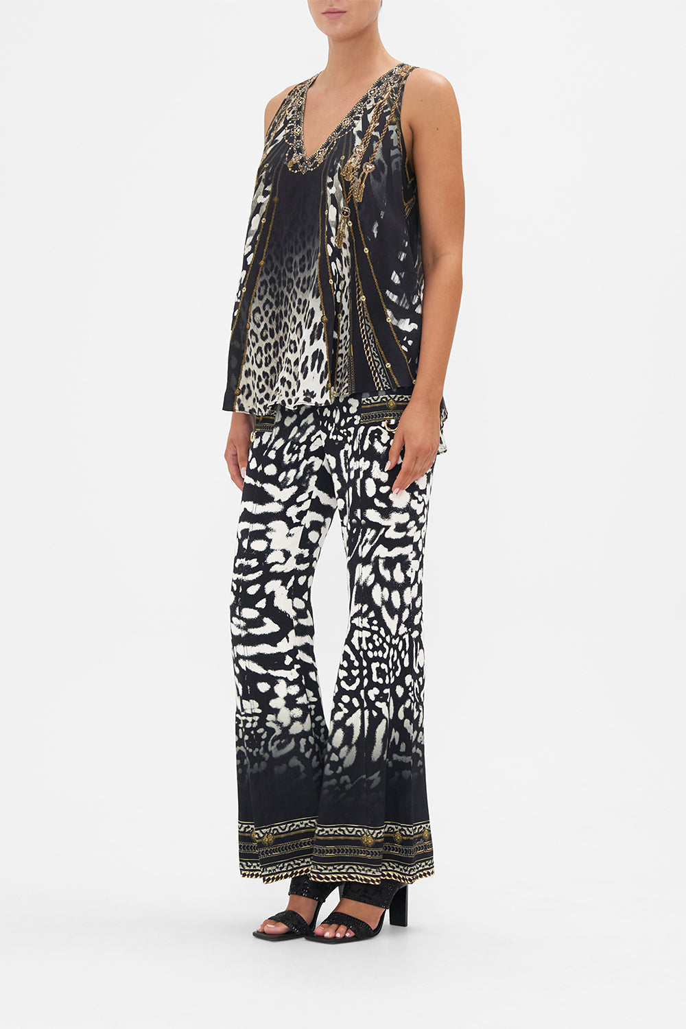 V NECK BUTTON BACK TOP UNTAMED ROYALTY