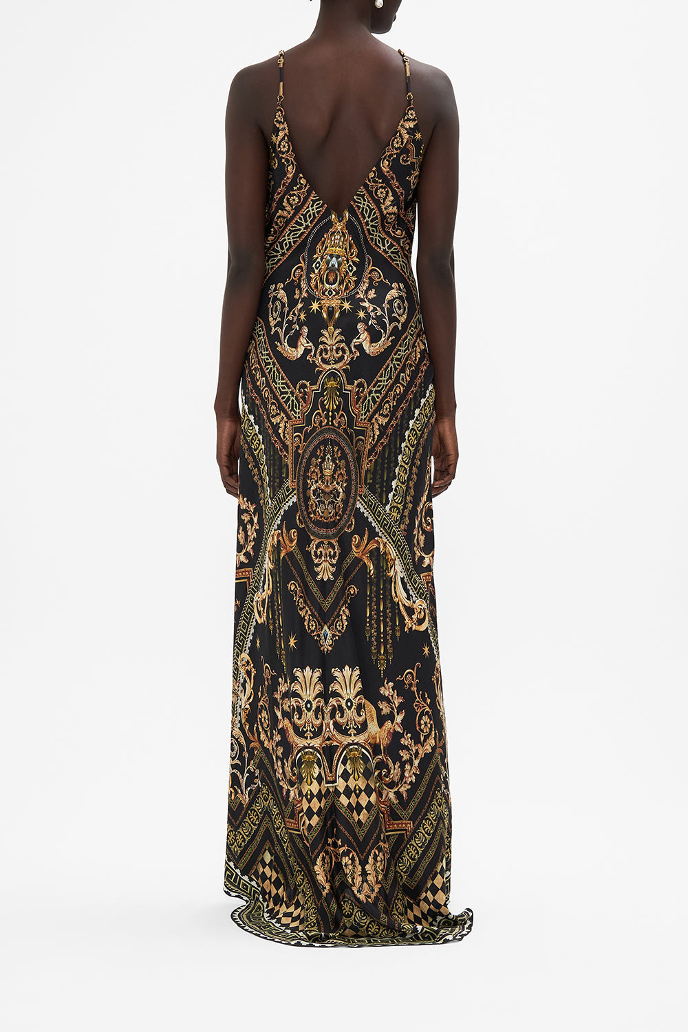 V NECK FULL LENGTH BIAS SLIP DRESS DUOMO DYNASTY