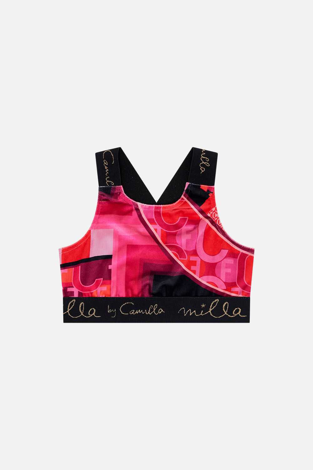 The CAMILLA KIDS SPORTS CROP TOP 4-10 CIAO PALAZZO in our CIAO PALAZZO print.