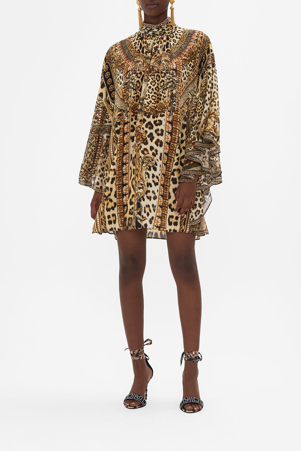 HIGH NECK RUFFLE SLEEVE BLOUSE STANDING OVATION