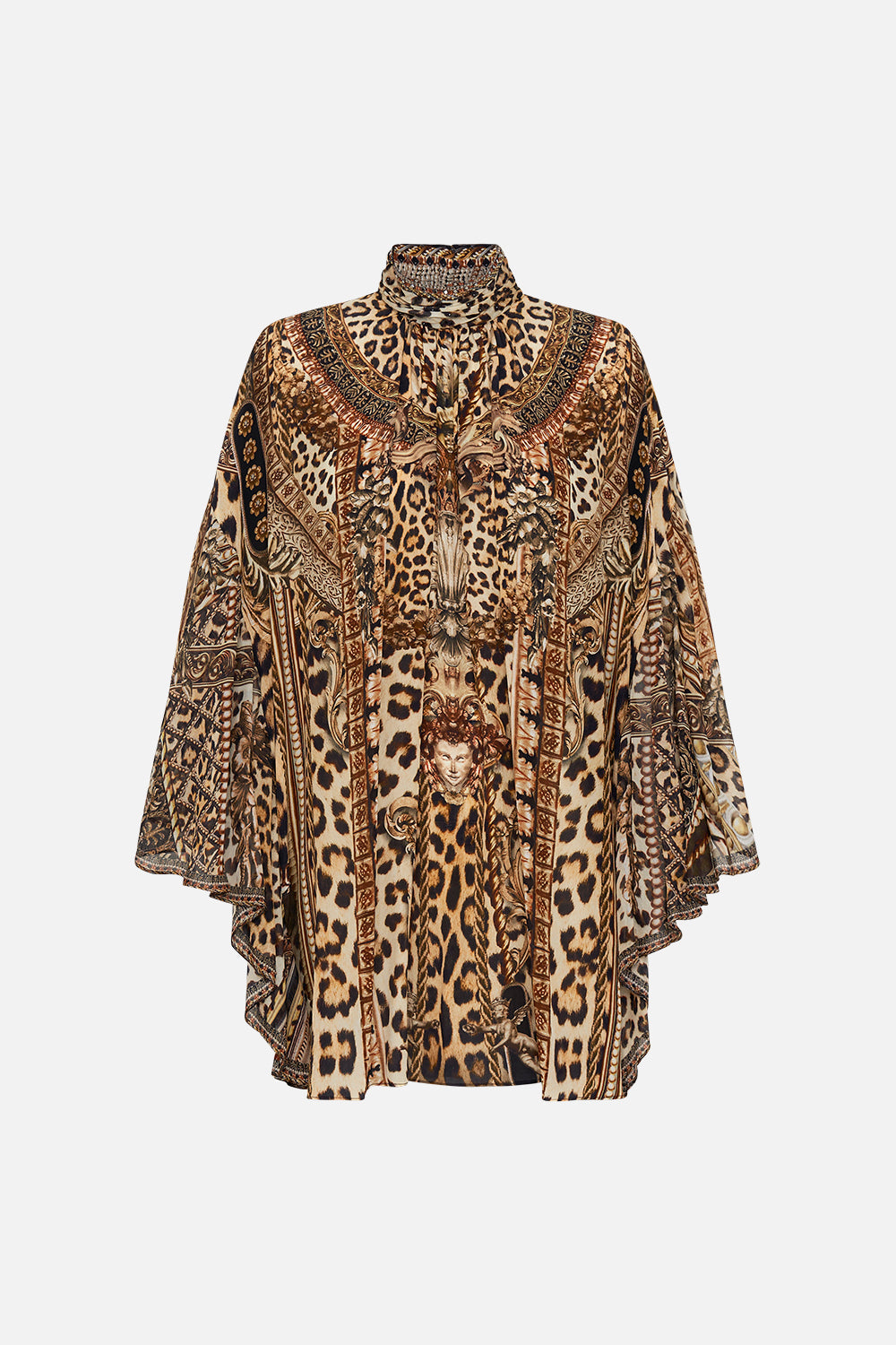 HIGH NECK RUFFLE SLEEVE BLOUSE STANDING OVATION