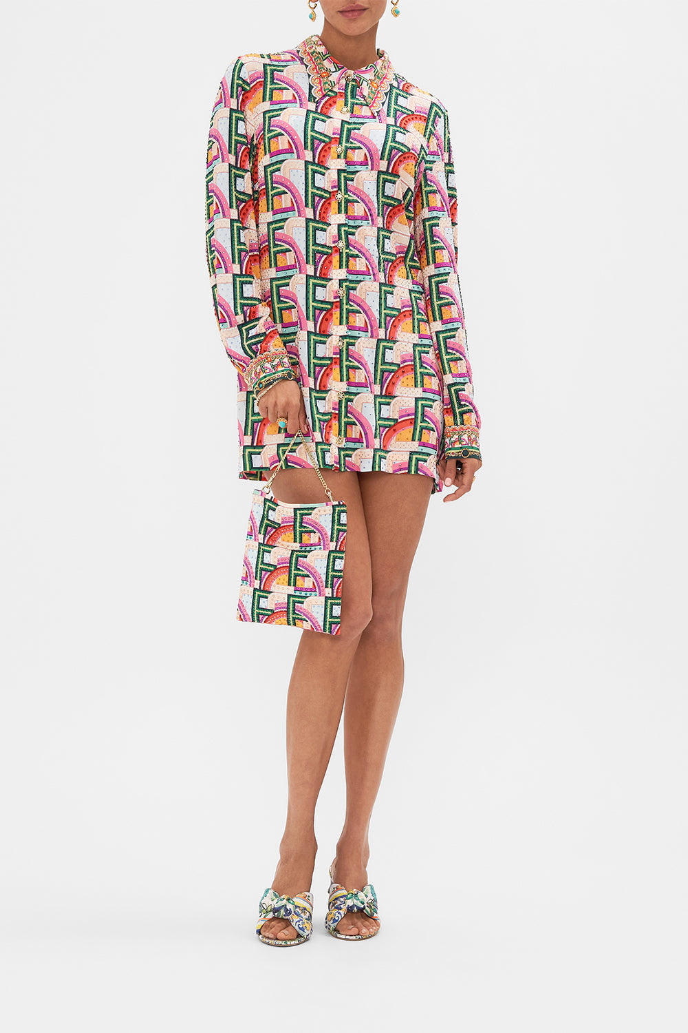 The CAMILLA LONG SLEEVE TUNIC DRESS AN ITALIAN WELCOME in our AN ITALIAN WELCOME print.