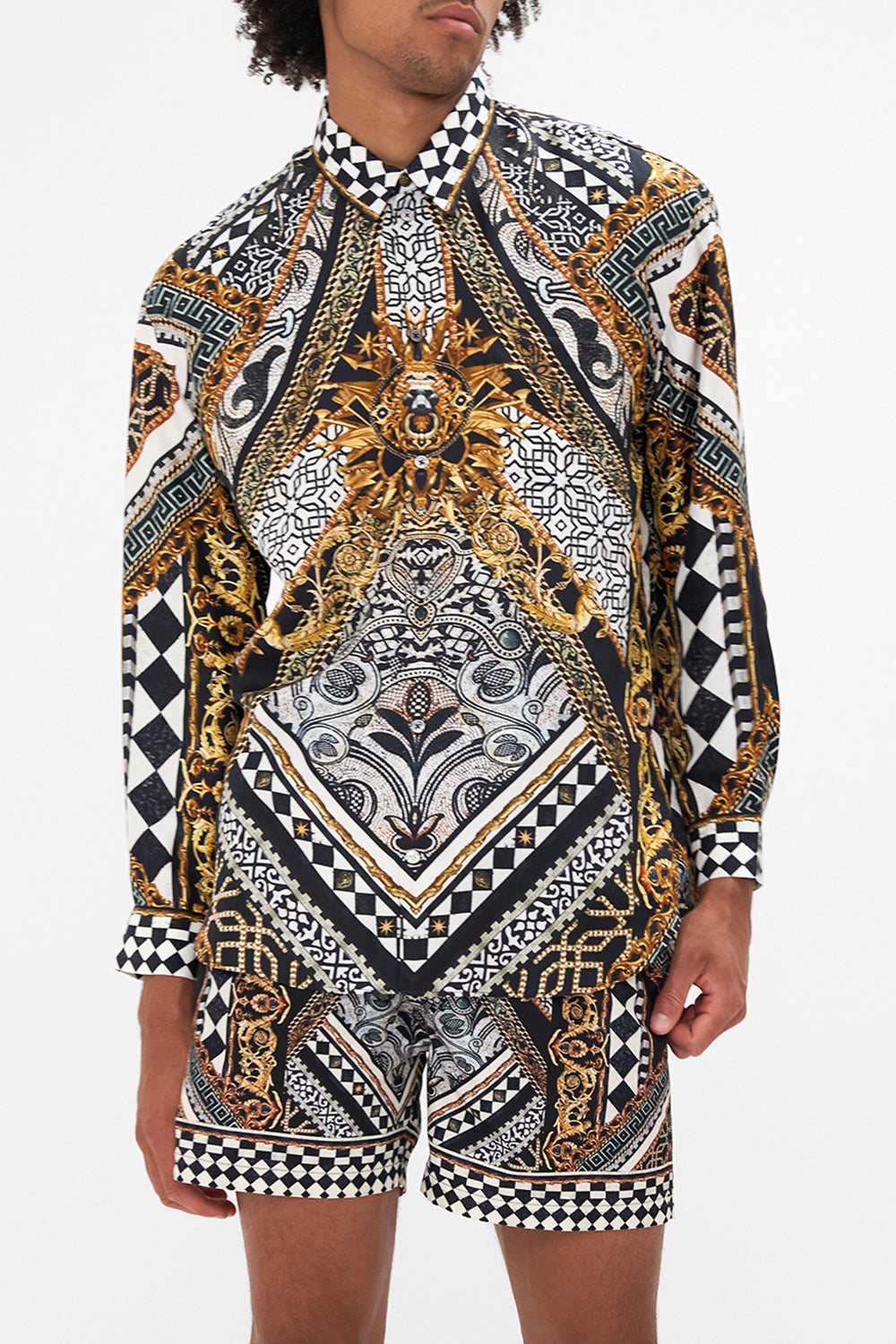 The CAMILLA MENS OVERSIZED SHIRT LOOK UP TESORO in our  print.