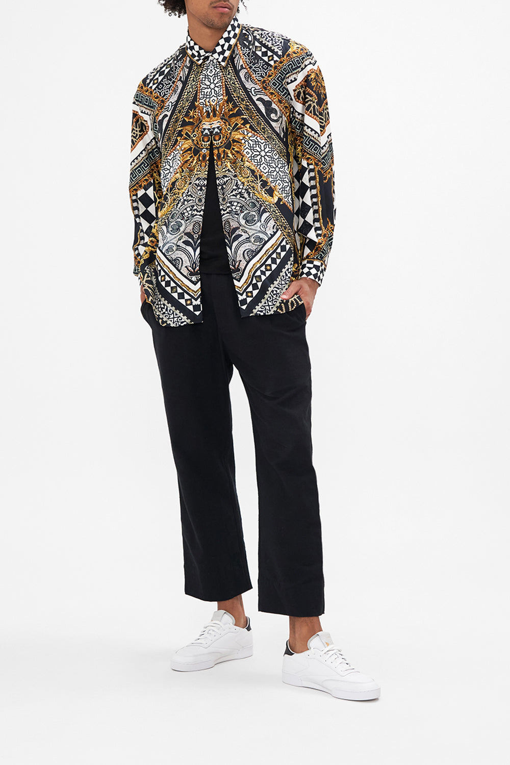 The CAMILLA MENS OVERSIZED SHIRT LOOK UP TESORO in our  print.