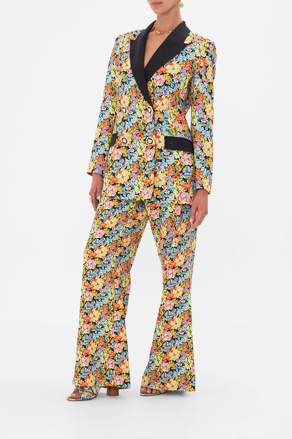 The CAMILLA TAILORED DOUBLE BREASTED JACKET SUNDOWNERS IN SICILY in our  print.